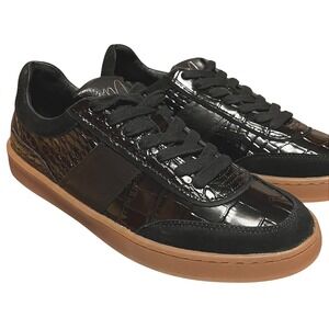Matisse Quincy Black Leather Embossed Croc Low Top‎ Sneakers Gum Sole Mens 8M